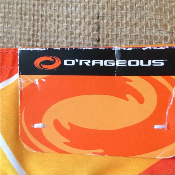 O'Rageous Mens Sz 38 Swim Trunks Drawstring Orange - Picture 6 of 7